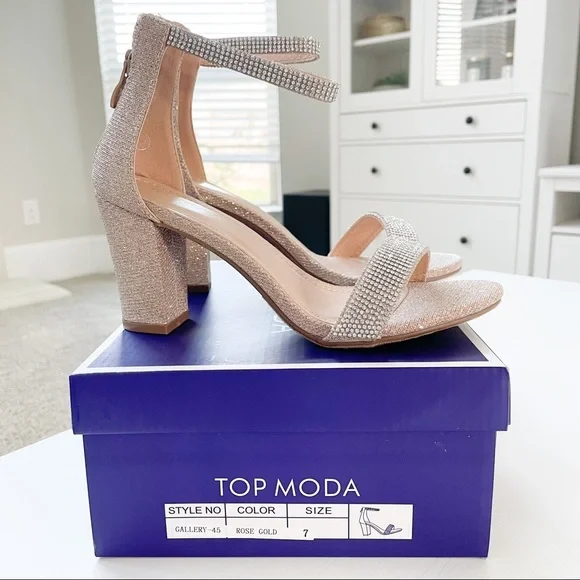 Top Moda Rosegold Glitter Heels Gallery-45 - Picture 8 of 8